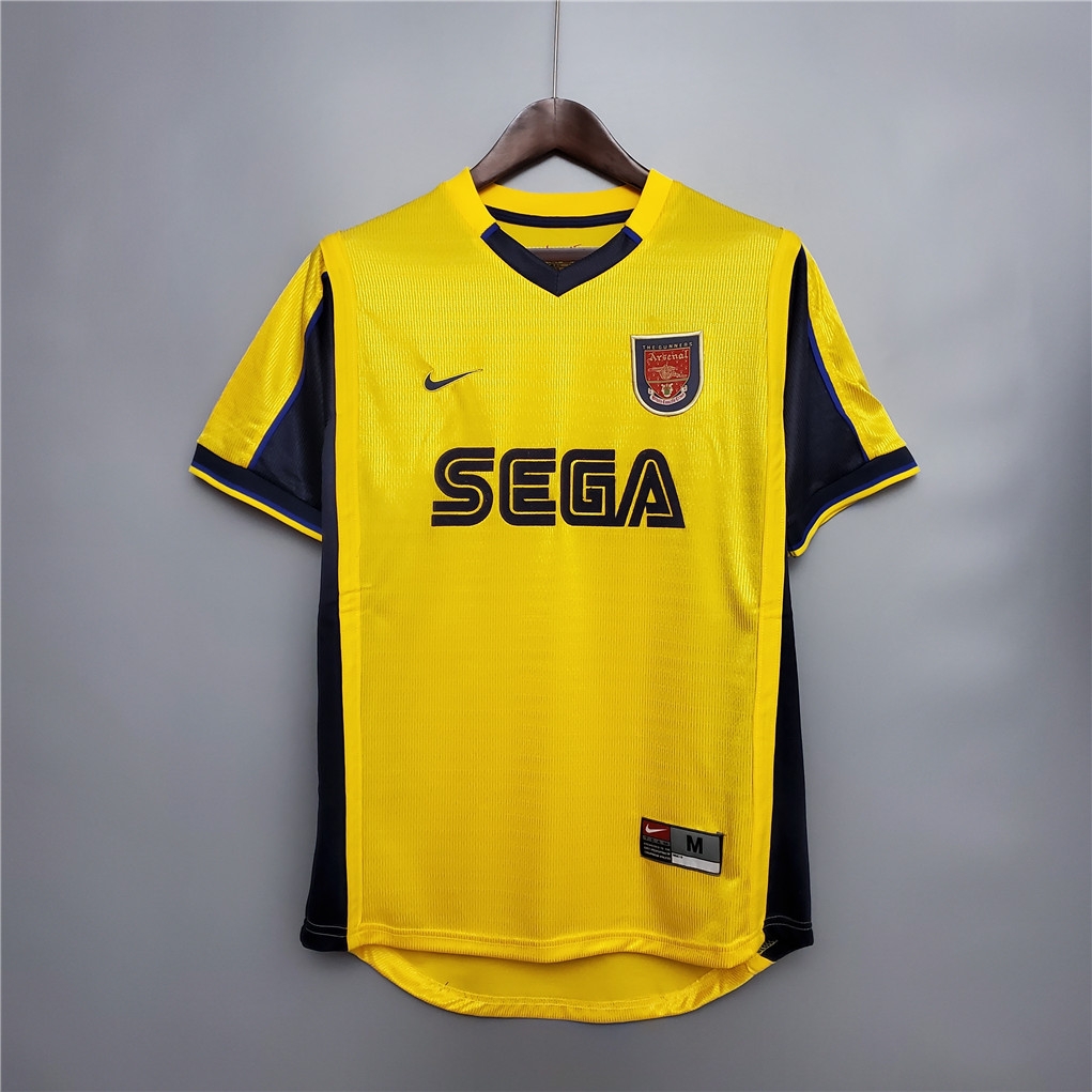 AAA Quality Arsenal 99/00 Away Yellow Soccer Jersey